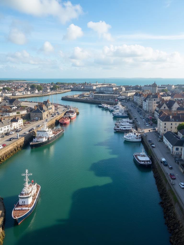 Vue du port de Brest et de ses infrastructures navales