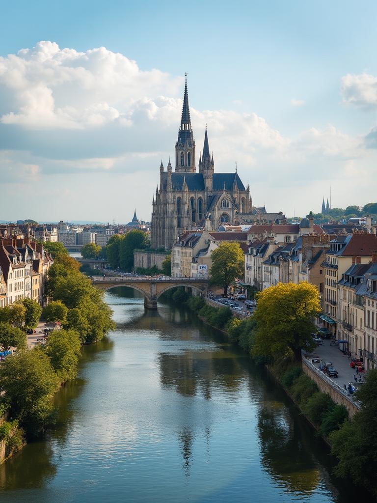 Vue de Rouen avec la cathédrale et la Seine